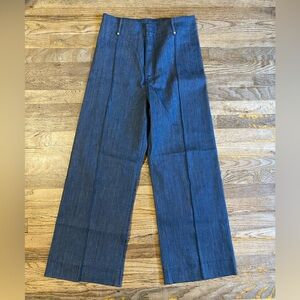 Zara High-waisted, wide-leg blue denim pants